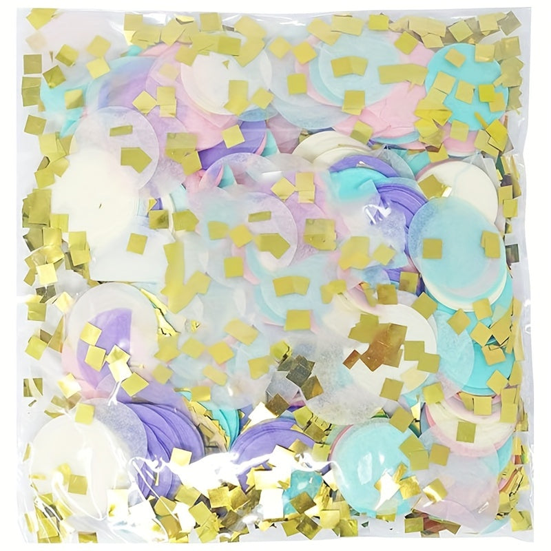 1" Round Tissue Paper Table Confetti 50g Unicorn Pastel Golden Flakes