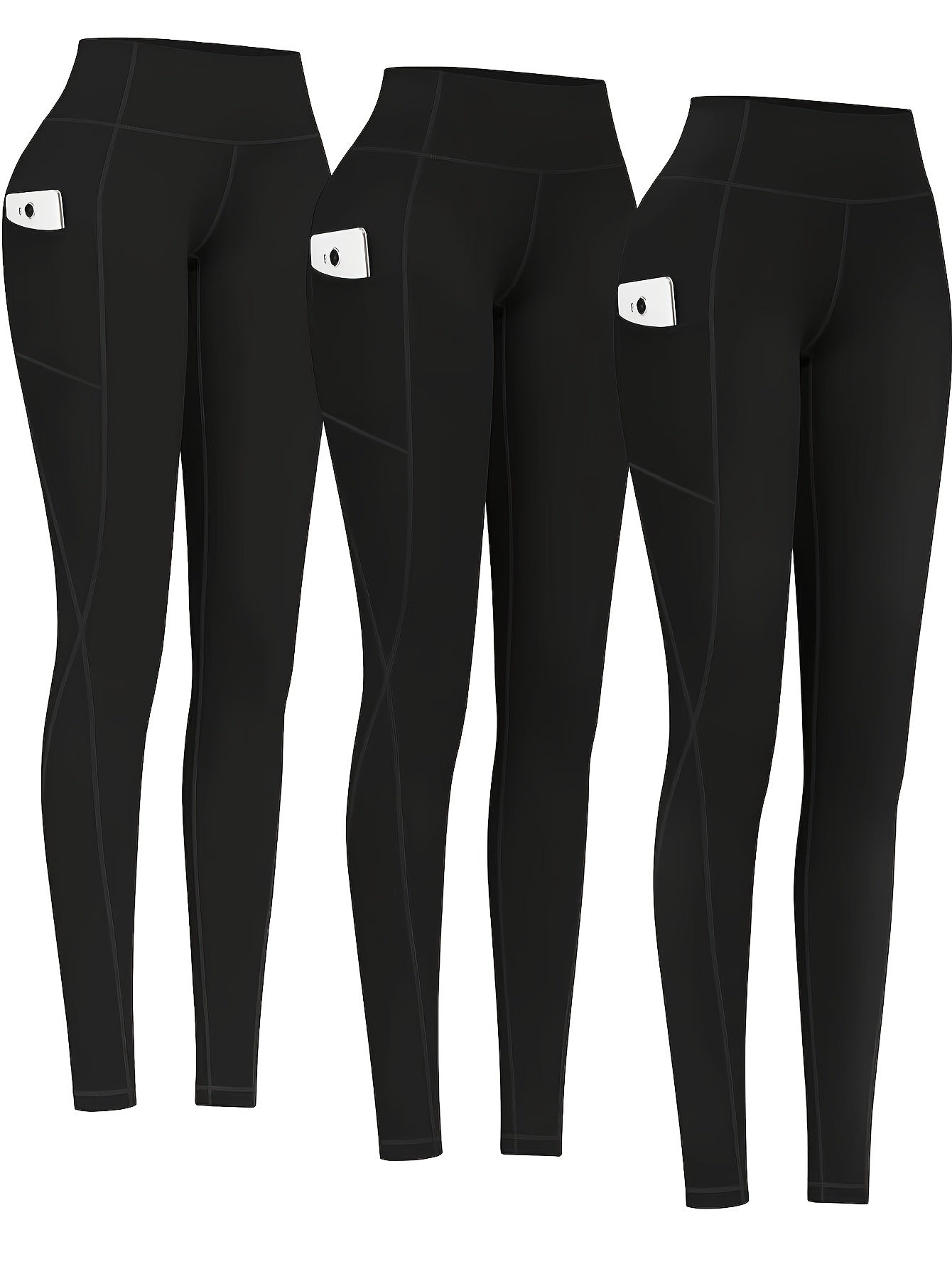 3 Pack Plus Size Sports Leggings High Rise Stretch Leggings Set