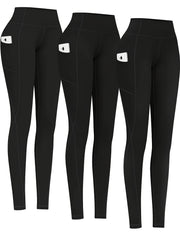 3 Pack Plus Size Sports Leggings High Rise Stretch Leggings Set