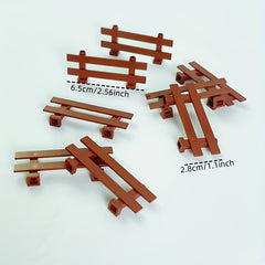 8pcs Brown Building Blocks Fence Set for DIY Animal Scenes
