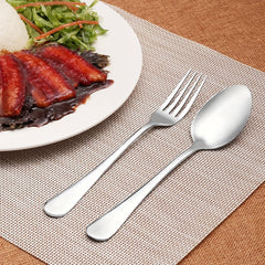 12pcs Stainless Steel Dessert Fork & Spoon Set for Home Kitchen Restaurant