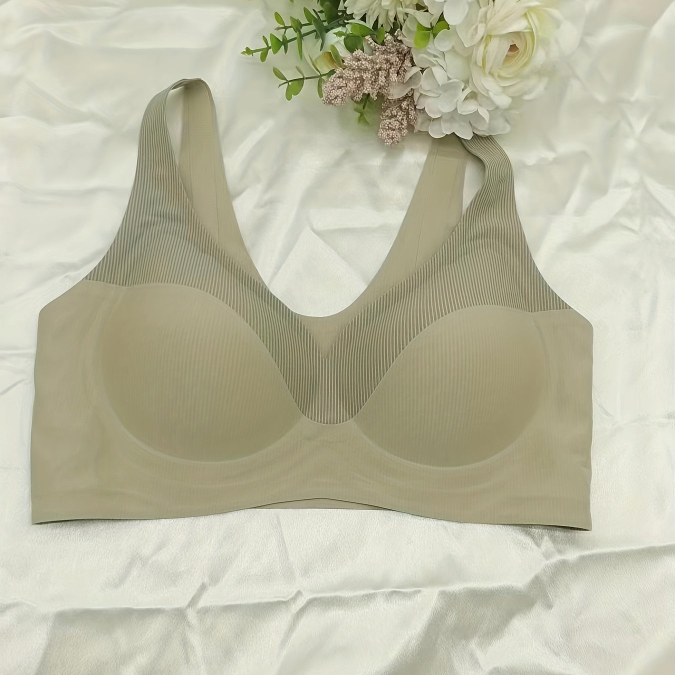 Striped Wireless Bra Comfy & Breathable Skin friendly Bra Women's Lingerie