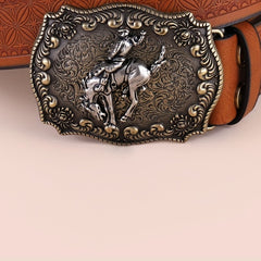 Men's Western Cowboy Pattern PU Leather Belt Casual Belt