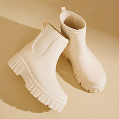 Women's Mid Calf Rain Boots Elastic Mouth Non-slip Waterproof Short B