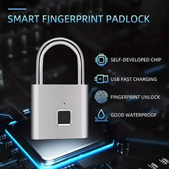 Smart Fingerprint Padlock Security Lock Portable for Locker Gym Door Luggage