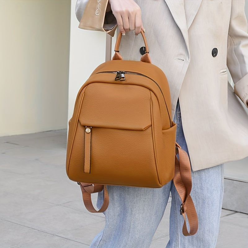 Women's Small Backpack Solid PU Leather Daypack