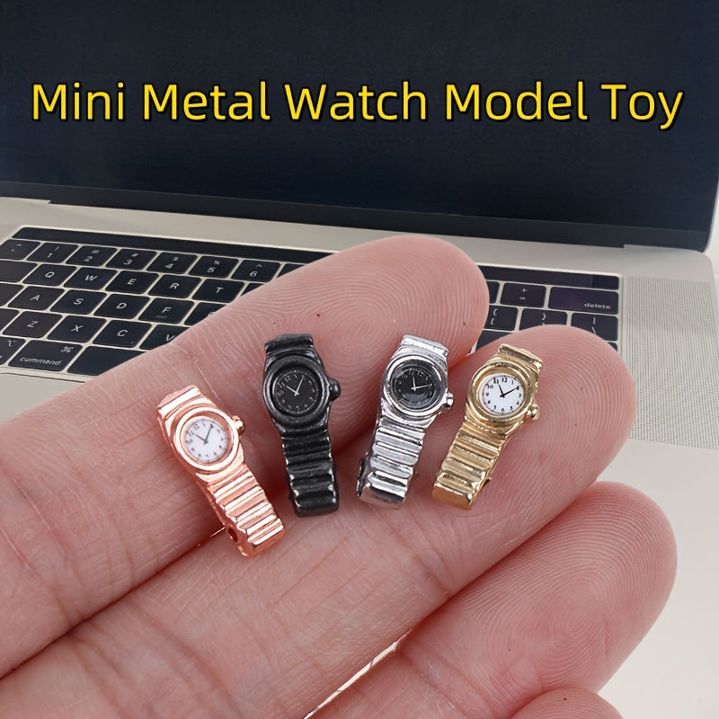 4pcs Mini Metal Dollhouse Watch Set DIY Model Toy Decoration Collectible