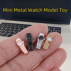 4pcs Mini Metal Dollhouse Watch Set DIY Model Toy Decoration Collectible