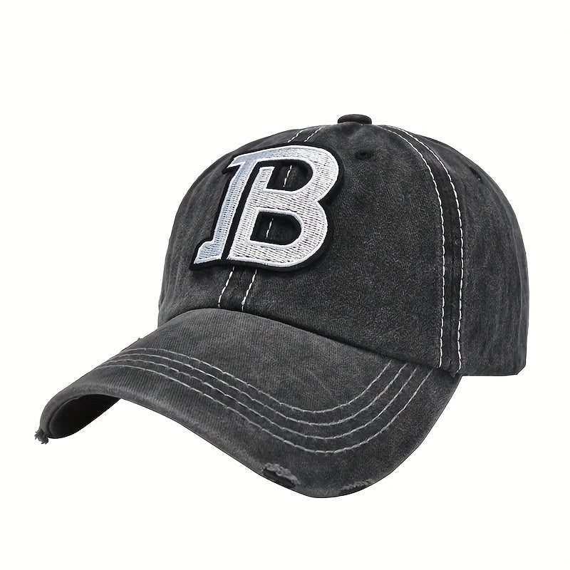 Distressed Washed Cotton Embroidery Baseball Cap Women