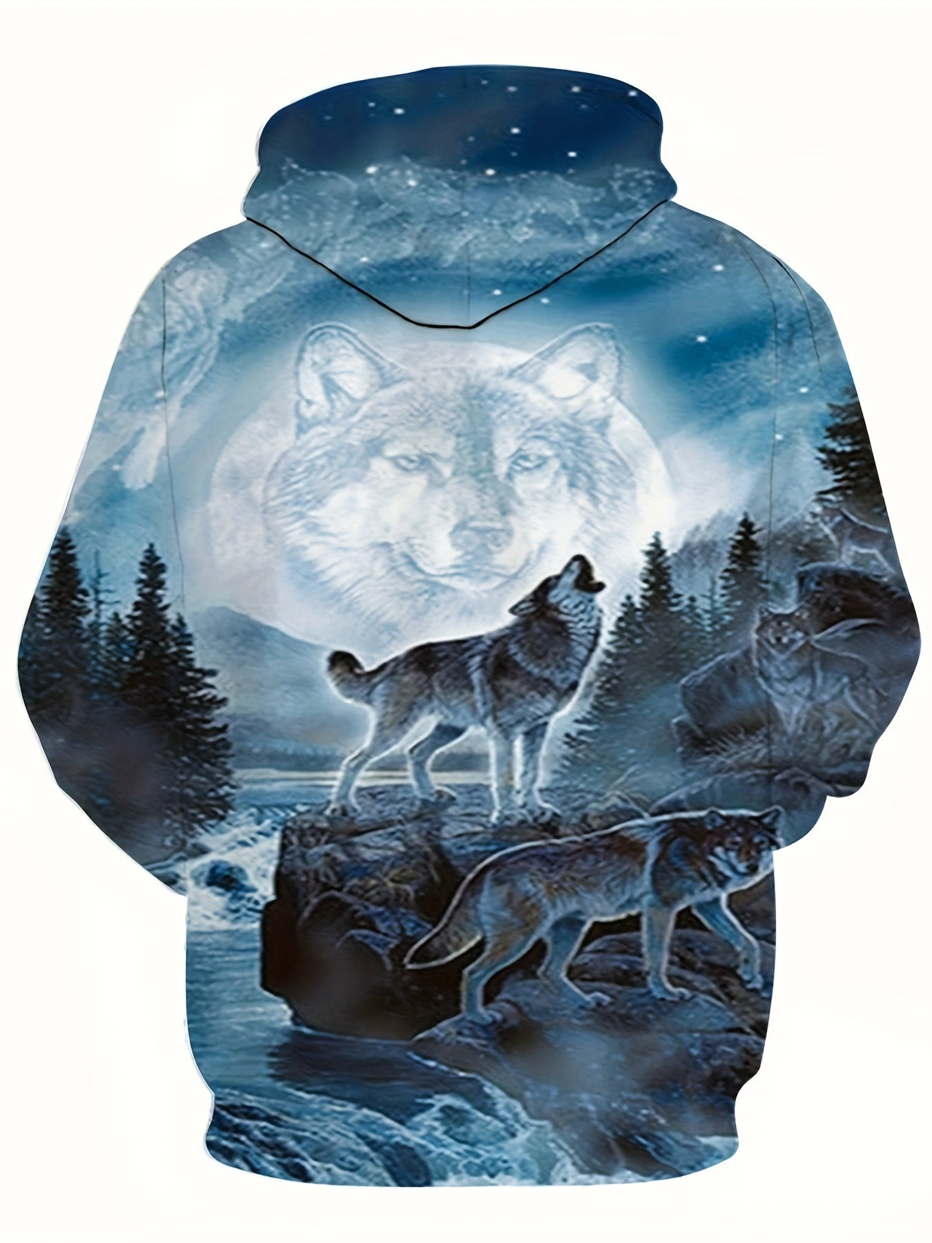 Men's Wolf 3D Print Hoodie - Comfy Loose Hooded Pullover for Autumn Winter