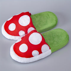 Polka Dot Pattern Slippers Plush Lined Warm Home Shoes