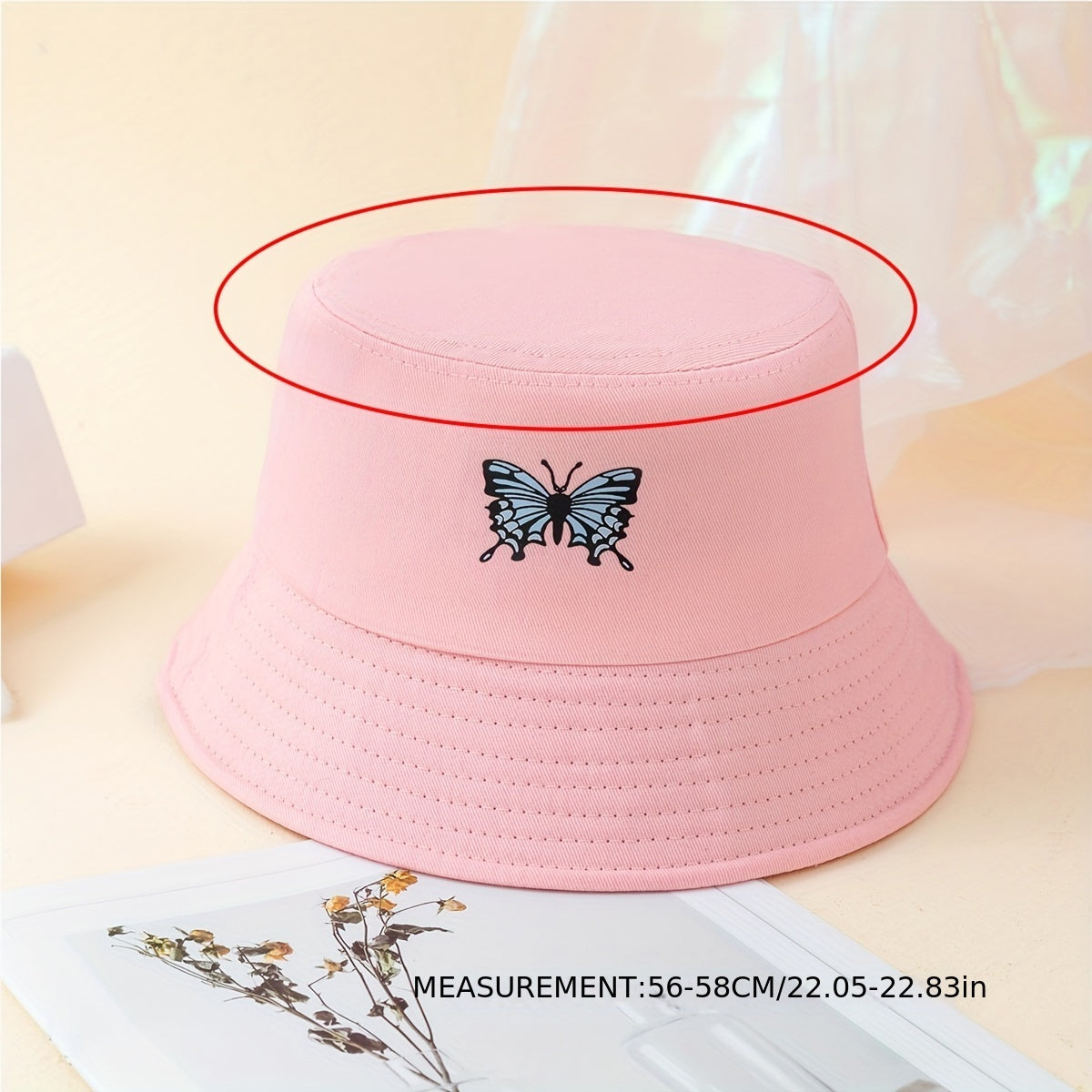Butterfly Printed Bucket Hat Solid Basin Hat Casual Couple Fisherman Cap