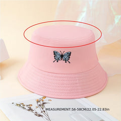 Butterfly Printed Bucket Hat Solid Basin Hat Casual Couple Fisherman Cap