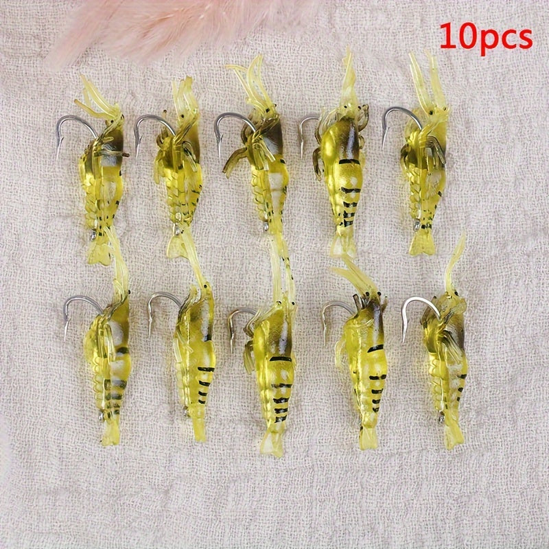 10pcs Realistic Soft Shrimp Hook Artificial Soft Lure Fishing Tackle
