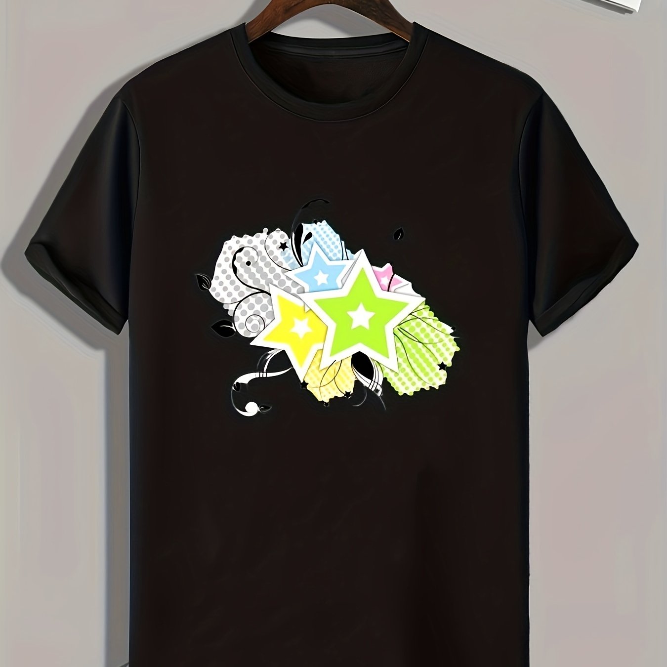 Stars Print Men's Graphic T-shirt Casual Comfy Tees For Summer Mens Clothing