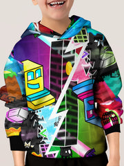 Cartoon Pattern Hoodie For Kids Pullover Casual Hooded Top