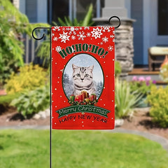 Cat Themed Merry Christmas Garden Flag Double Sided 12x18 Outdoor Decor