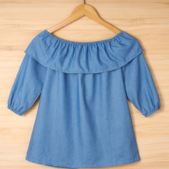 Girl's Ruffle Collar Long Sleeve Shirt