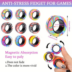 3pcs Magnetic Rings Fidget Toy Set Spinner Rings