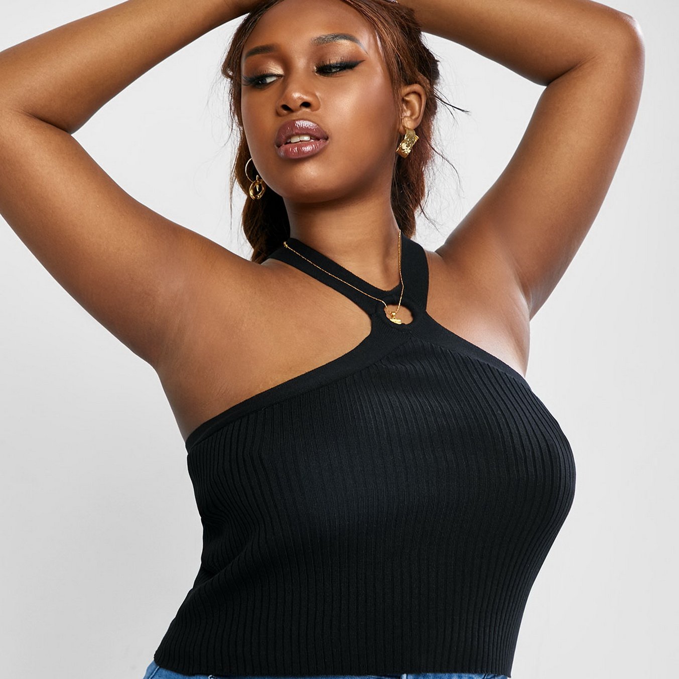 Ribbed Cut Out Cross Back Cami Top