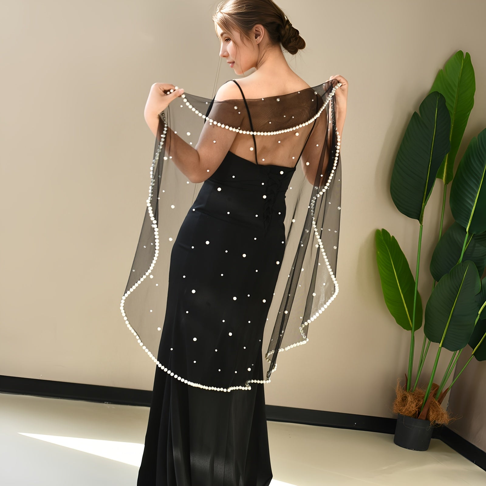 Romantic Bridal Veil with Trim & Sparkling Embellishments