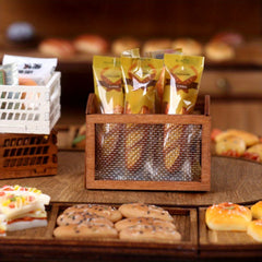 Mini Wood Storage Box with Iron Mesh Light Brown Dollhouse Decor