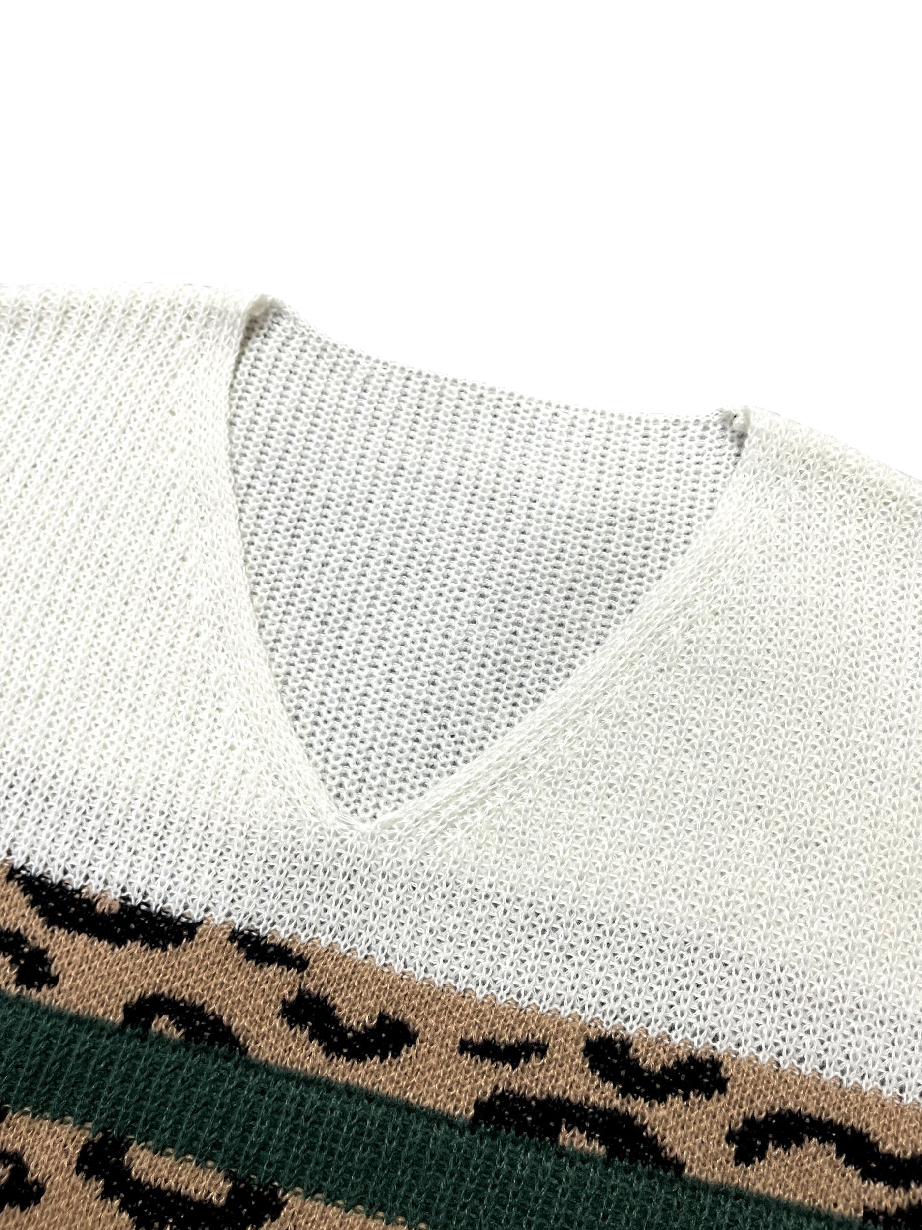 Colorblock Leopard V Neck Sweater