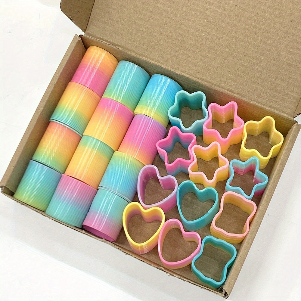 2pcs Mini Spring Toys Colorful Heart & Star Shaped Party Favors