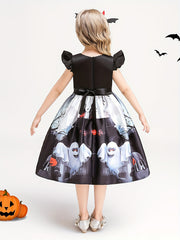 Girl's Halloween Costume Dress & Bag Set Cartoon Pattern A Line Dress
