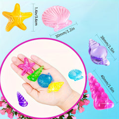 Assorted Acrylic Seashells for Beach Party Decor - 24pcs