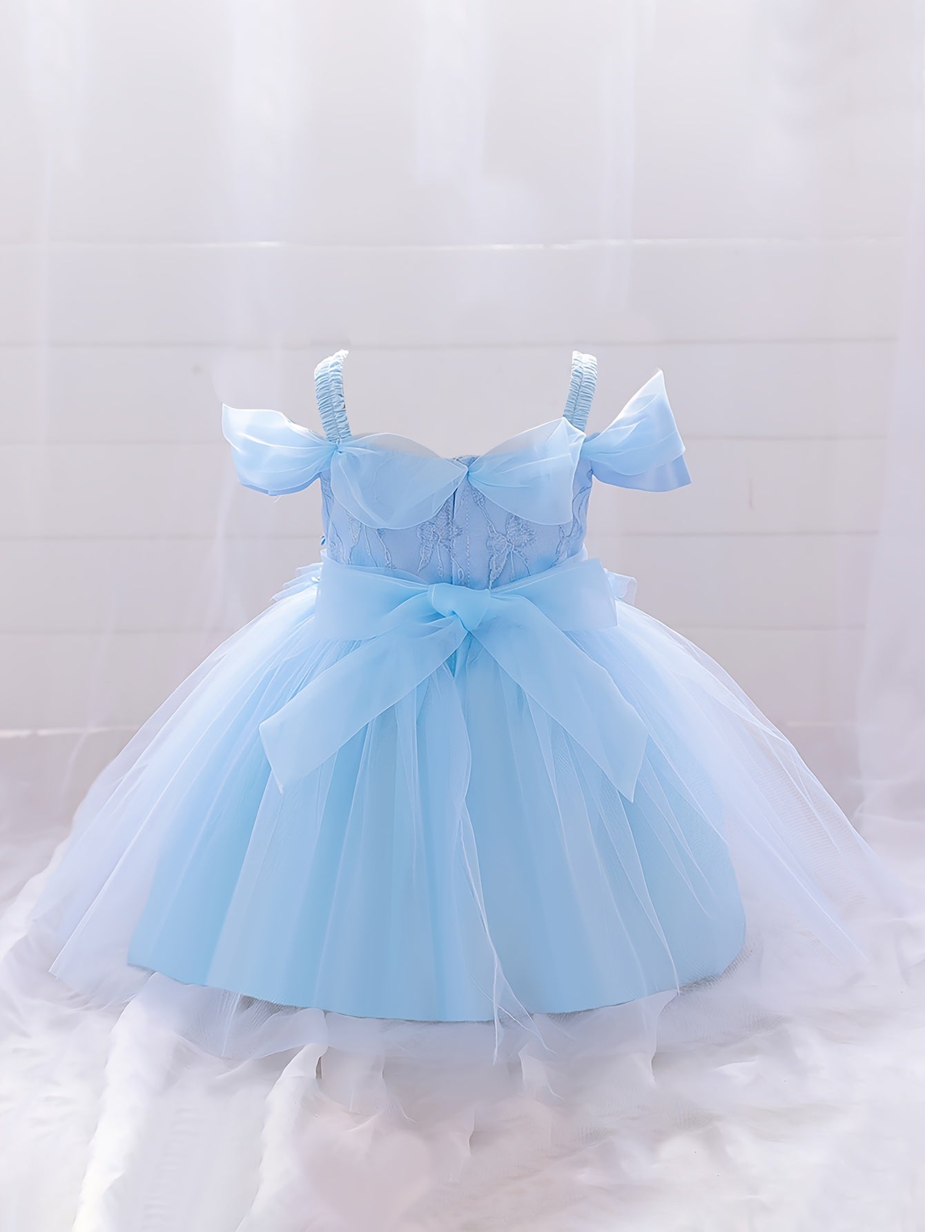 Princess Floral Mesh Puffy Dress Girls Birthday Formal Dress
