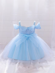 Princess Floral Mesh Puffy Dress Girls Birthday Formal Dress