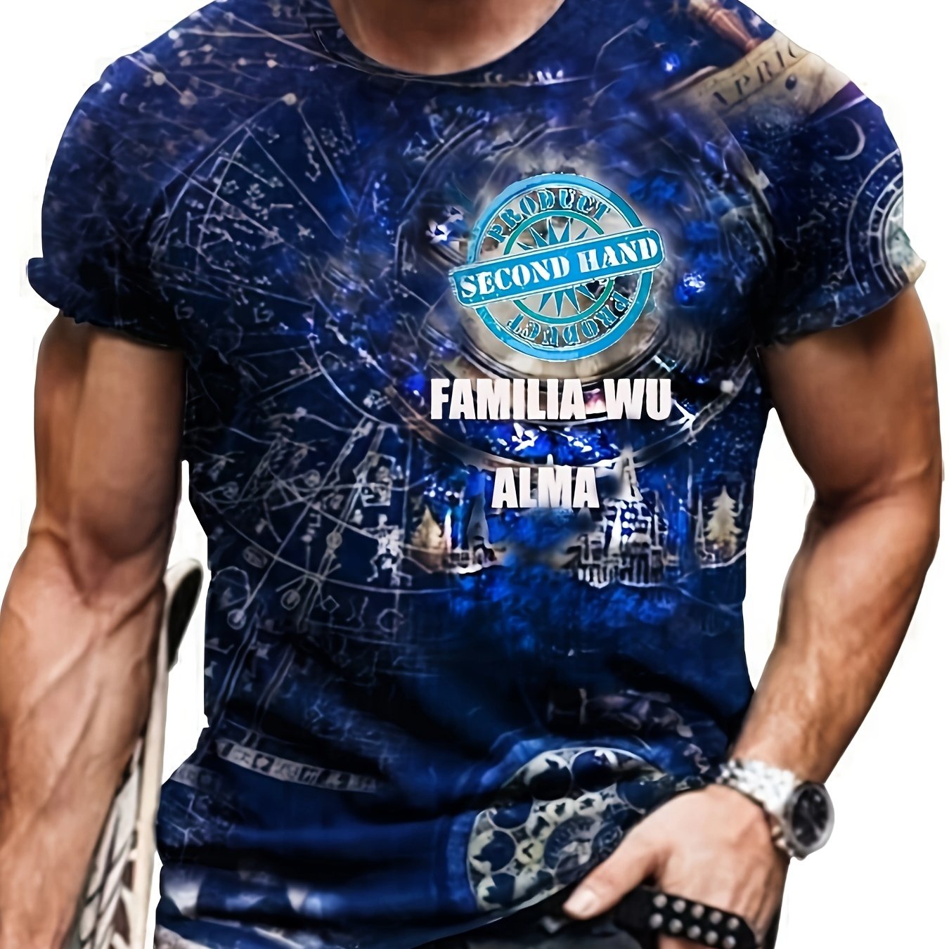 Men's 3D Print Sports T-shirt Casual Stretch Tee Shirt
