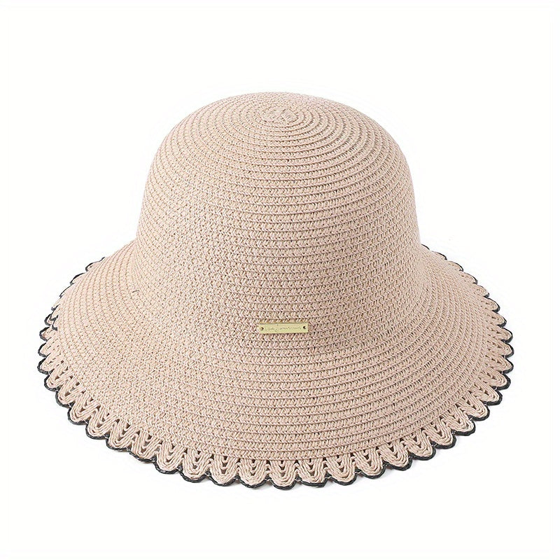 Boho Flower Crochet Ruffle Bucket Hat Lightweight Breathable Sun Foldabl