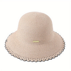 Boho Flower Crochet Ruffle Bucket Hat Lightweight Breathable Sun Foldabl