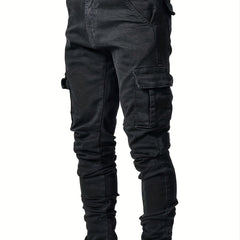 Men's Stretch Denim Cargo Jeans Casual Street Style Pants