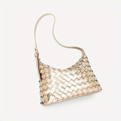Women's Crossbody Shoulder Bag Golden Chevron Pattern Zipper Closure