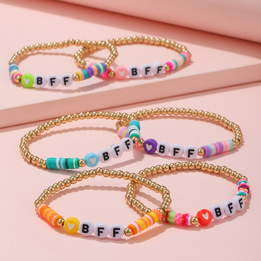 6pcs BFF Heart Bracelet For Girls Kids Friendship Party Jewelry