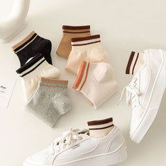 6 Pack Women's Striped Ankle Socks
