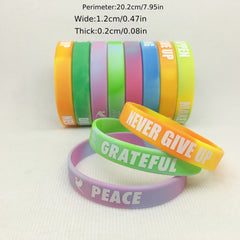 5pcs Inspirational Tie Dye Silicone Bracelet Motivational Rubber Bangle