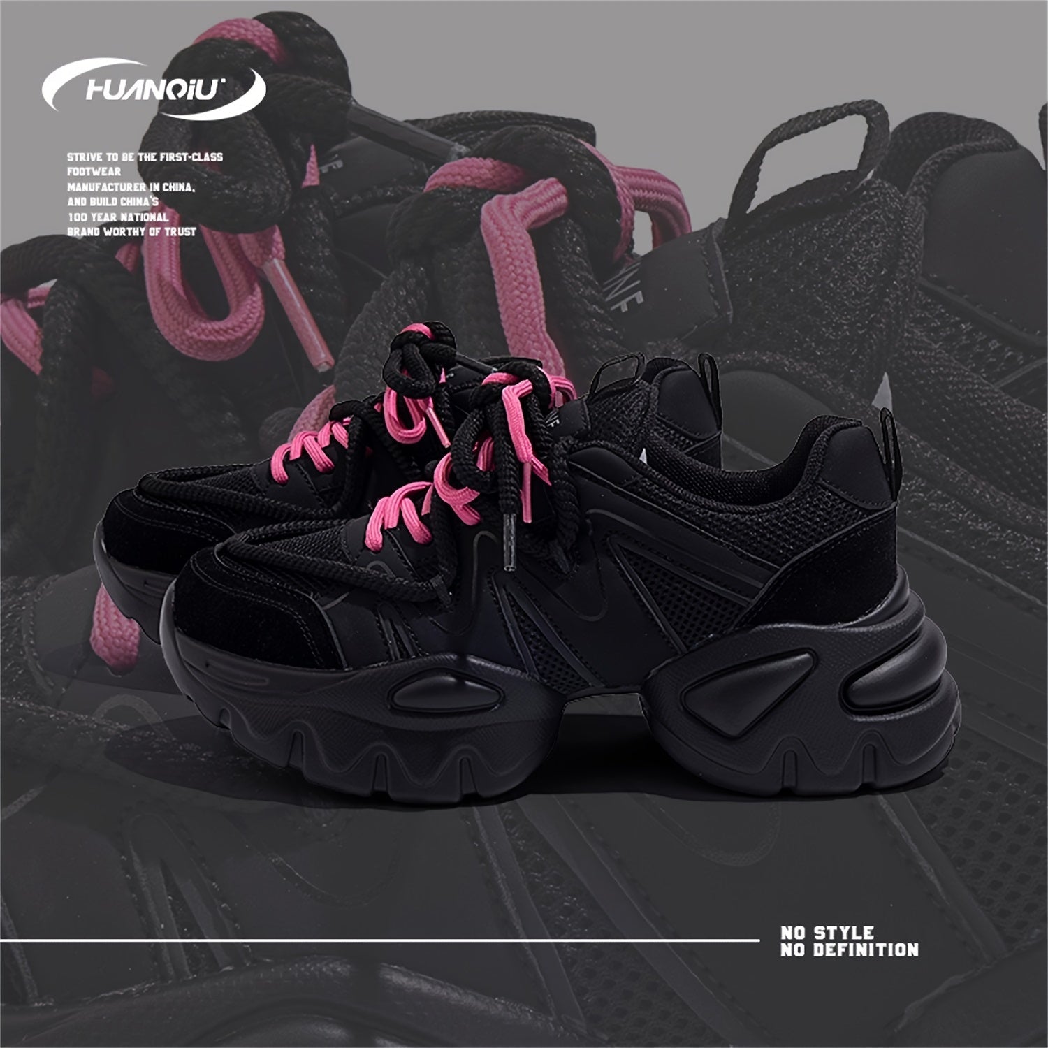 Chunky Sneakers Lace-up Non-Slip Dad Shoes Height Increased Casual Running Shoes