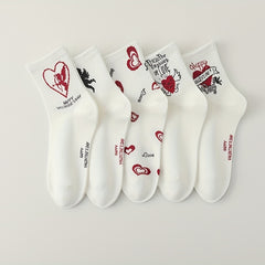 Girls Kids Heart Cupid Pattern Socks Cotton Crew Socks