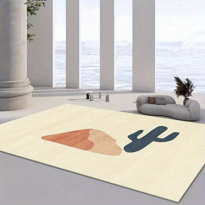 Contemporary Minimalist Area Rug Modern Non-slip TPR Base Soft Polyester Fiber