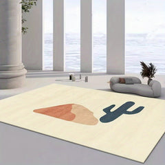 Contemporary Minimalist Area Rug Modern Non-slip TPR Base Soft Polyester Fiber