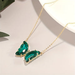 Green Butterfly Pendant Necklace Choker Collarbone Chain