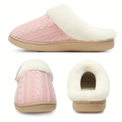 Women's Knitted Slippers Memory Foam Plush Lined Comfort Indoor Shoes