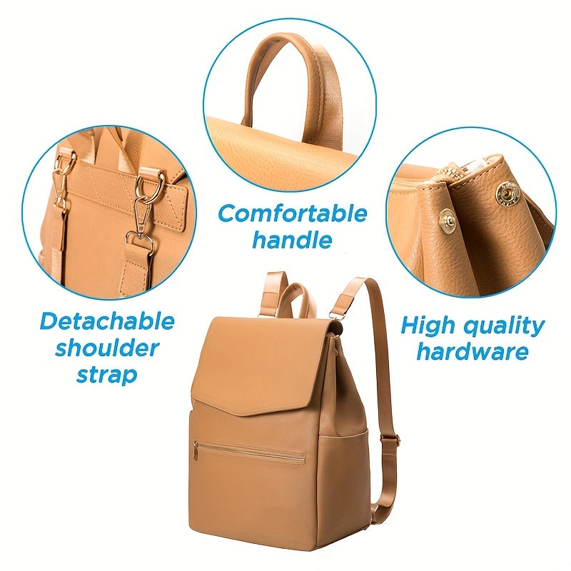 Stylish Vegan Leather Baby Bag Mommy Backpack Classic Baby Diaper Bag