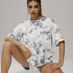 Tie Dye Crew Neck Casual T Shirt Loose Short Sleeve Top Women's A