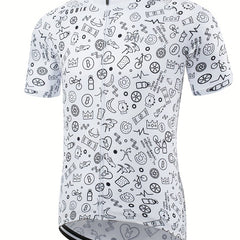 Quick Dry Men's Cycling Jersey Doodle Graphic