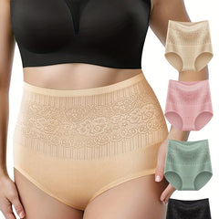 4 Pack Plus Size Tummy Control Panties Set Women's High Rise Panties